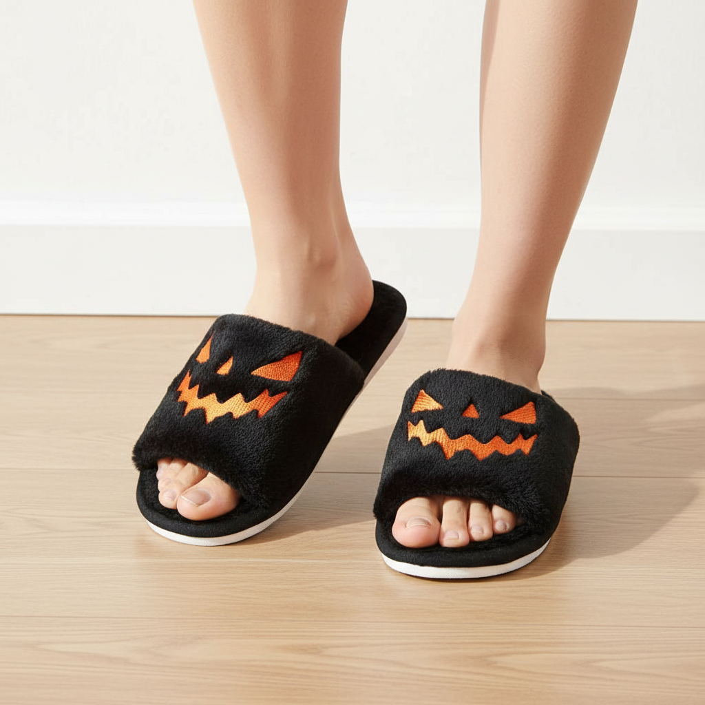 Halloween Shoes Winter Cute Warm Home Slippers Women