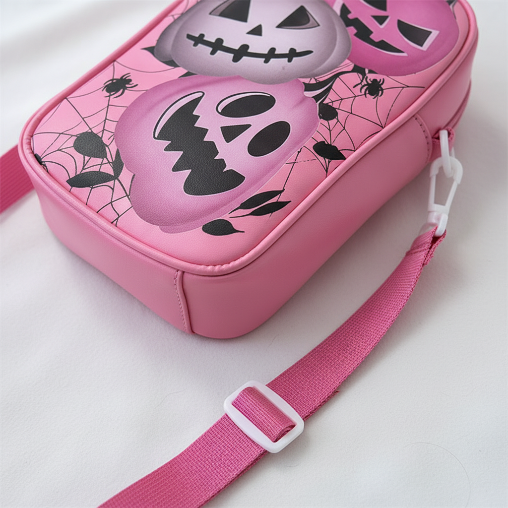 Halloween Graffiti Phone Bag Girls Funny Cartoon Pumpkin Ghost Bat Print Crossbody Bag For Women Mini Personality Creative Shoulder Bags