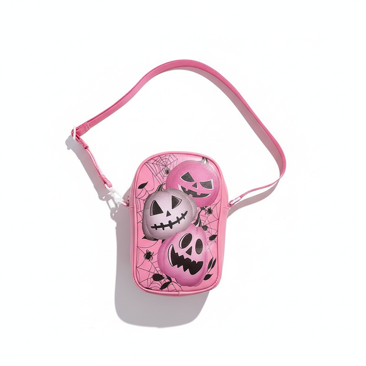 Halloween Graffiti Phone Bag Girls Funny Cartoon Pumpkin Ghost Bat Print Crossbody Bag For Women Mini Personality Creative Shoulder Bags