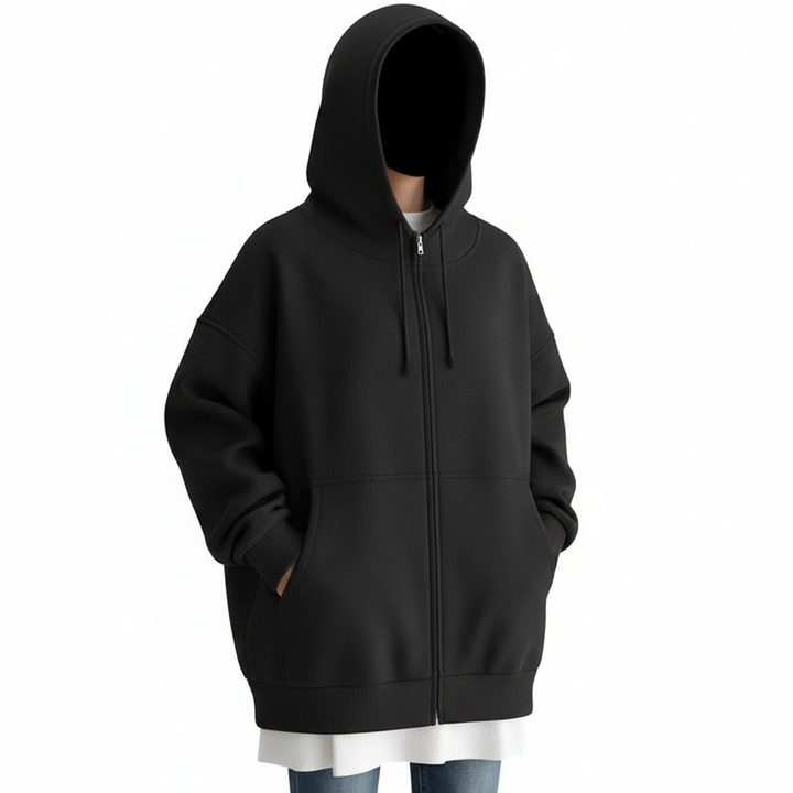 Oversized S-5XL Women Loose Hooded Coats Autumn Female Tie Collar Long Sleeve Zipper Up Add Velvet Long Sweatshirt