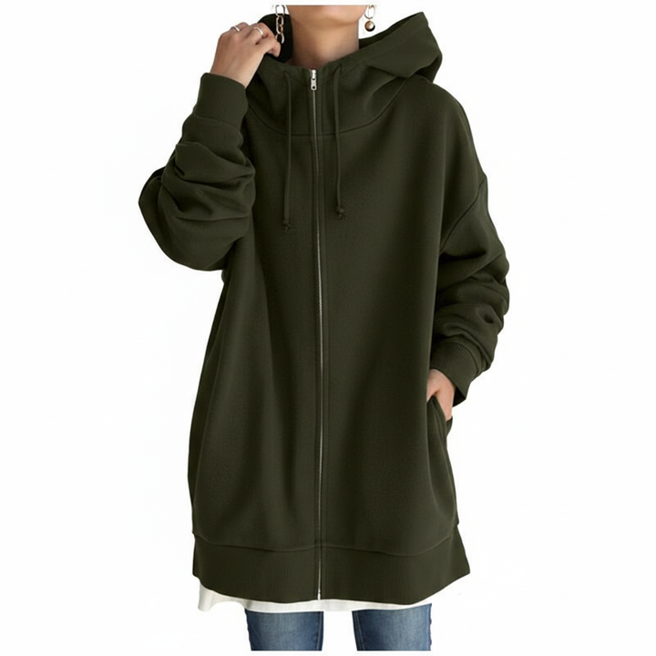 Oversized S-5XL Women Loose Hooded Coats Autumn Female Tie Collar Long Sleeve Zipper Up Add Velvet Long Sweatshirt