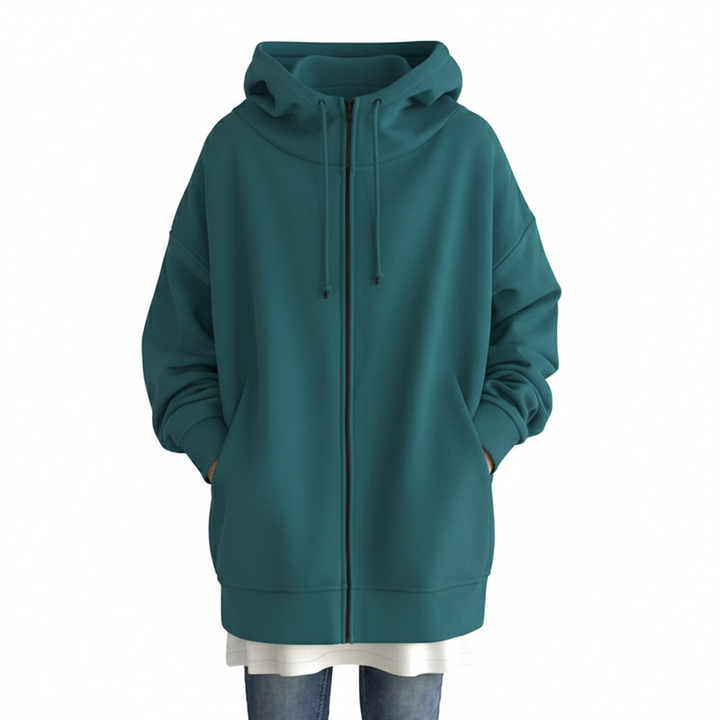 Oversized S-5XL Women Loose Hooded Coats Autumn Female Tie Collar Long Sleeve Zipper Up Add Velvet Long Sweatshirt