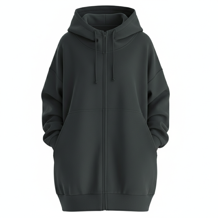 Oversized S-5XL Women Loose Hooded Coats Autumn Female Tie Collar Long Sleeve Zipper Up Add Velvet Long Sweatshirt
