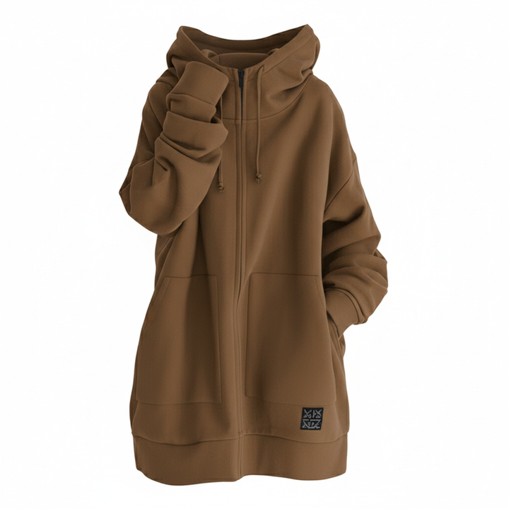 Oversized S-5XL Women Loose Hooded Coats Autumn Female Tie Collar Long Sleeve Zipper Up Add Velvet Long Sweatshirt