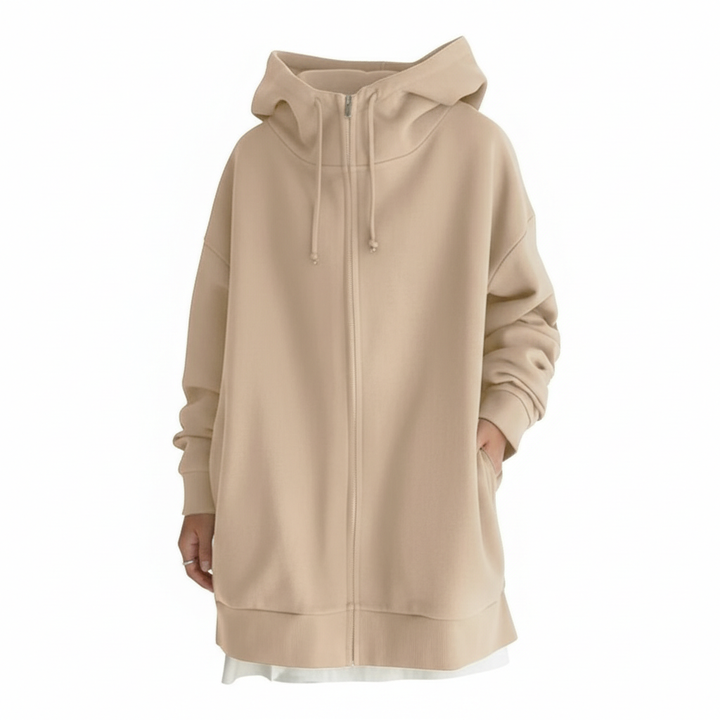 Oversized S-5XL Women Loose Hooded Coats Autumn Female Tie Collar Long Sleeve Zipper Up Add Velvet Long Sweatshirt