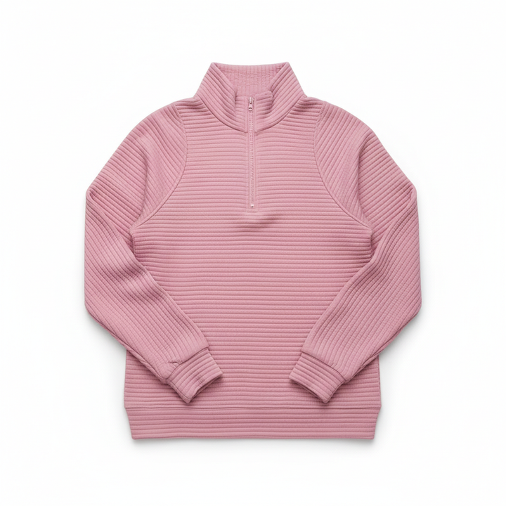 Zipper Stand Collar Pullover Sweatshirt Fashion Solid Striped Long Sleeve Top Spring And Autumn Women's Clothing