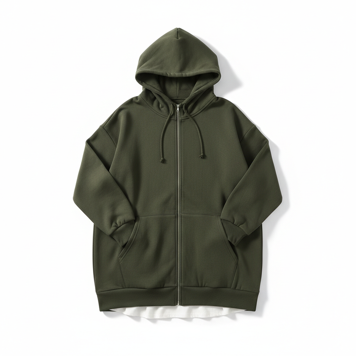 Oversized S-5XL Women Loose Hooded Coats Autumn Female Tie Collar Long Sleeve Zipper Up Add Velvet Long Sweatshirt