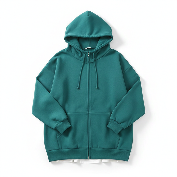 Oversized S-5XL Women Loose Hooded Coats Autumn Female Tie Collar Long Sleeve Zipper Up Add Velvet Long Sweatshirt