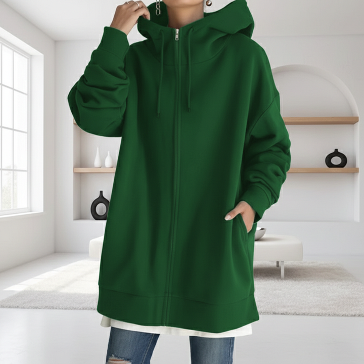 Oversized S-5XL Women Loose Hooded Coats Autumn Female Tie Collar Long Sleeve Zipper Up Add Velvet Long Sweatshirt