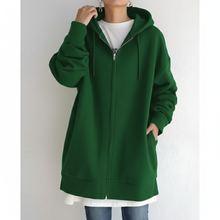 Oversized S-5XL Women Loose Hooded Coats Autumn Female Tie Collar Long Sleeve Zipper Up Add Velvet Long Sweatshirt
