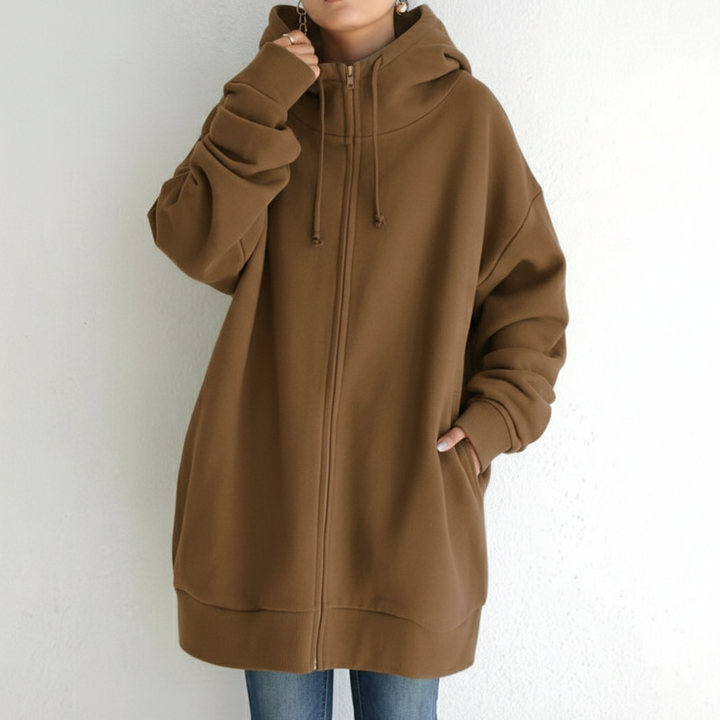 Oversized S-5XL Women Loose Hooded Coats Autumn Female Tie Collar Long Sleeve Zipper Up Add Velvet Long Sweatshirt