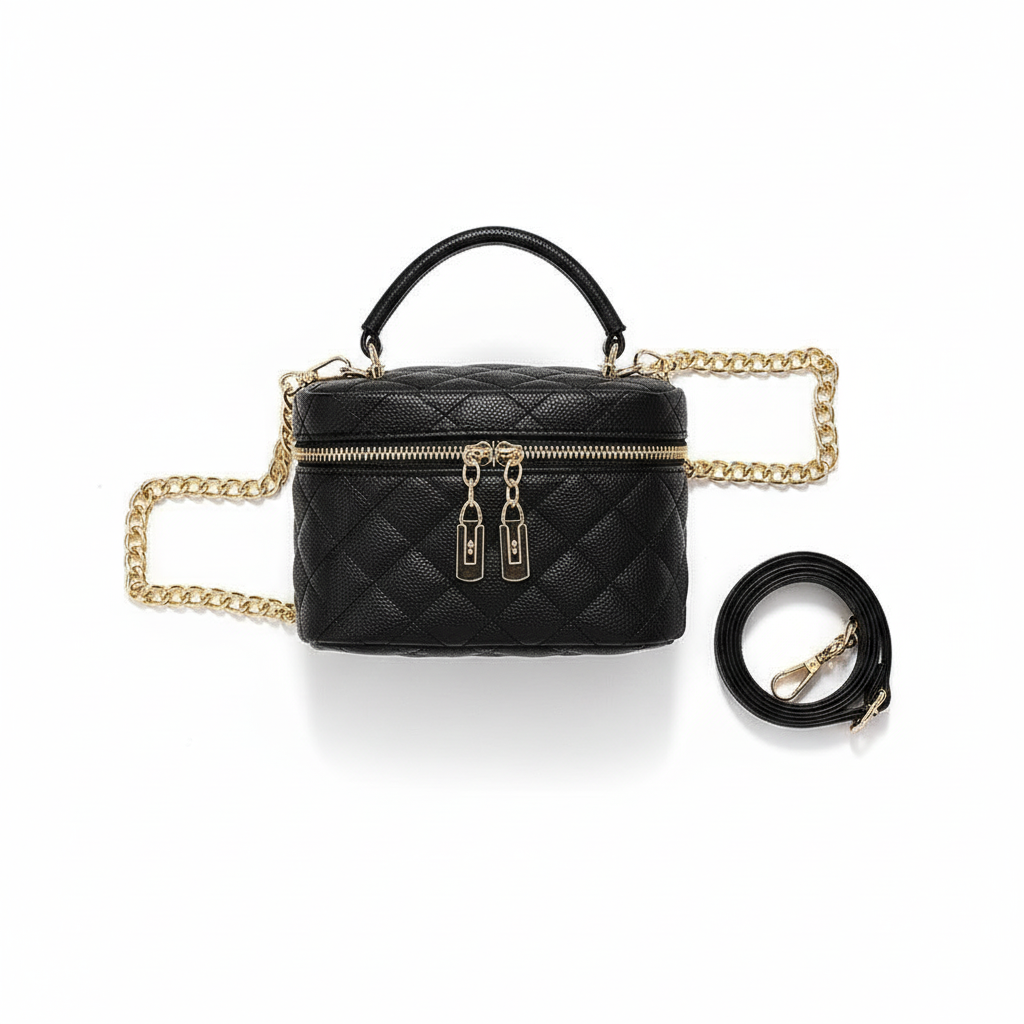 Quilted PU Leather Mini Handbag – Stylish Chain Crossbody Bag for Women
