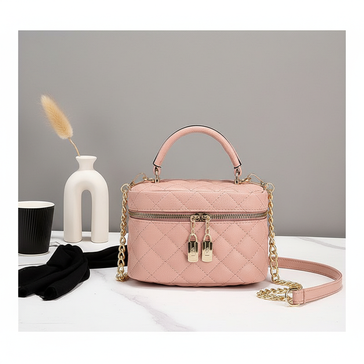 Quilted PU Leather Mini Handbag – Stylish Chain Crossbody Bag for Women