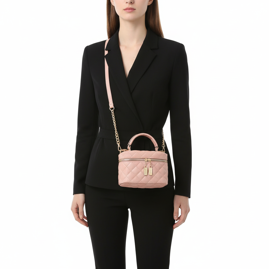 Quilted PU Leather Mini Handbag – Stylish Chain Crossbody Bag for Women