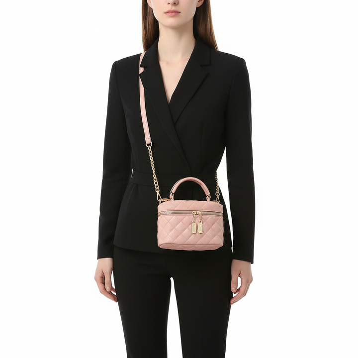 Quilted PU Leather Mini Handbag – Stylish Chain Crossbody Bag for Women