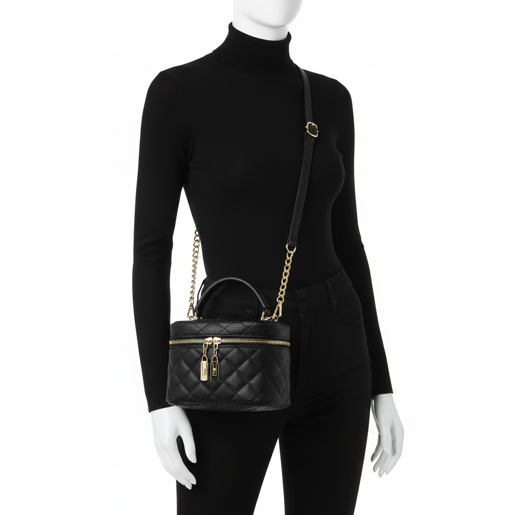 Quilted PU Leather Mini Handbag – Stylish Chain Crossbody Bag for Women