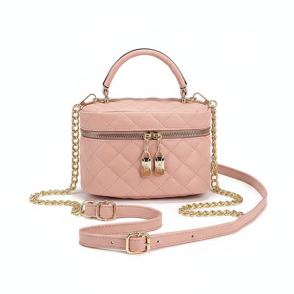 Quilted PU Leather Mini Handbag – Stylish Chain Crossbody Bag for Women