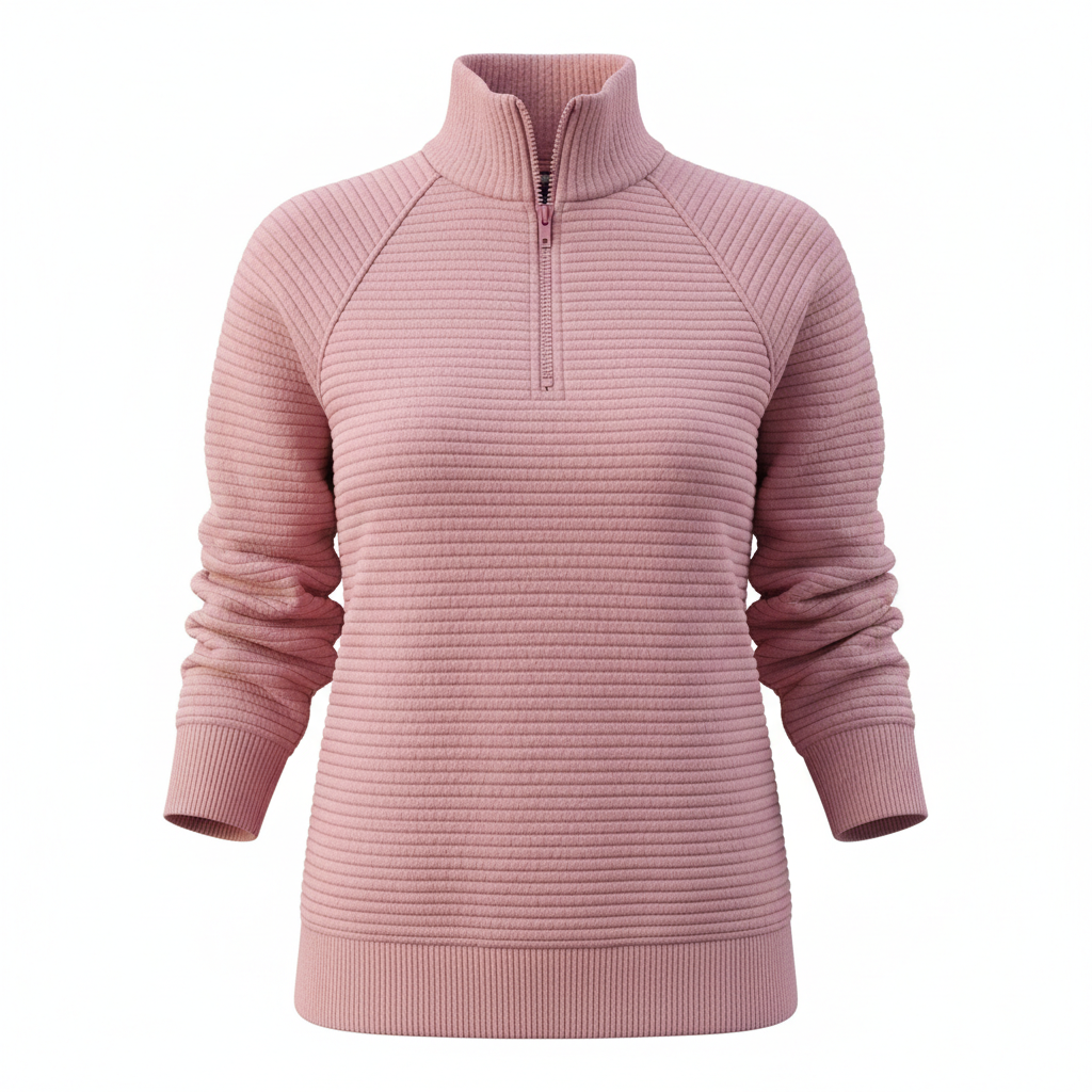 Zipper Stand Collar Pullover Sweatshirt Fashion Solid Striped Long Sleeve Top Spring And Autumn Women's Clothing