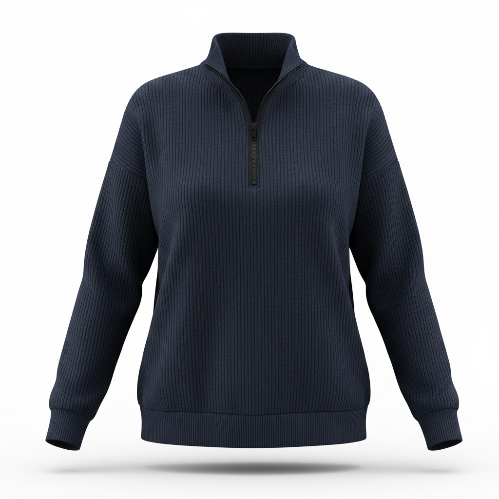 Zipper Stand Collar Pullover Sweatshirt Fashion Solid Striped Long Sleeve Top Spring And Autumn Women's Clothing