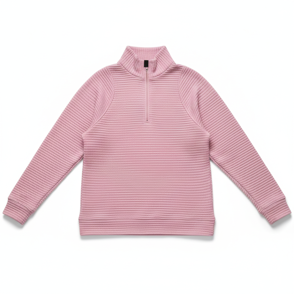 Zipper Stand Collar Pullover Sweatshirt Fashion Solid Striped Long Sleeve Top Spring And Autumn Women's Clothing