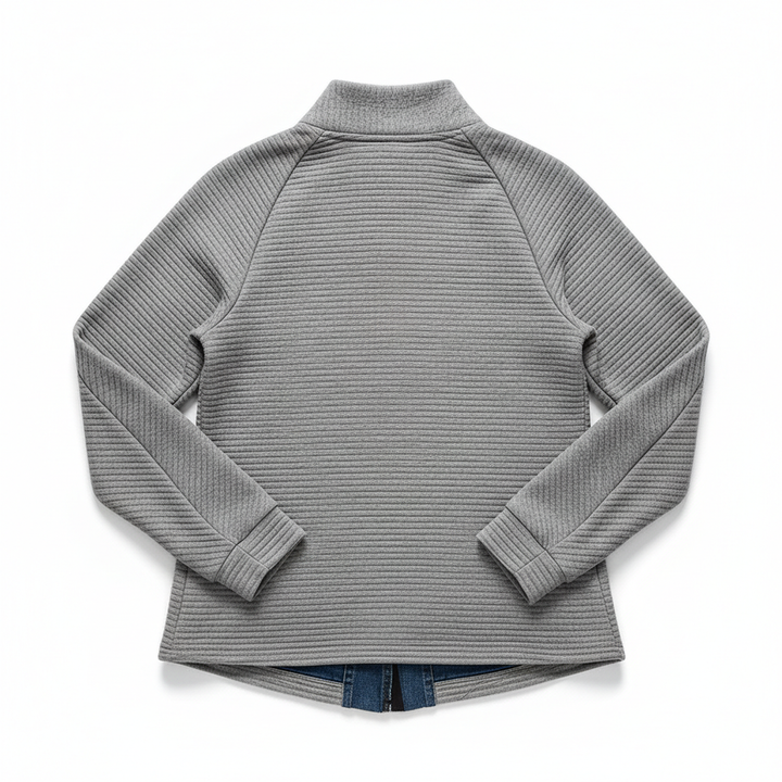 Zipper Stand Collar Pullover Sweatshirt Fashion Solid Striped Long Sleeve Top Spring And Autumn Women's Clothing