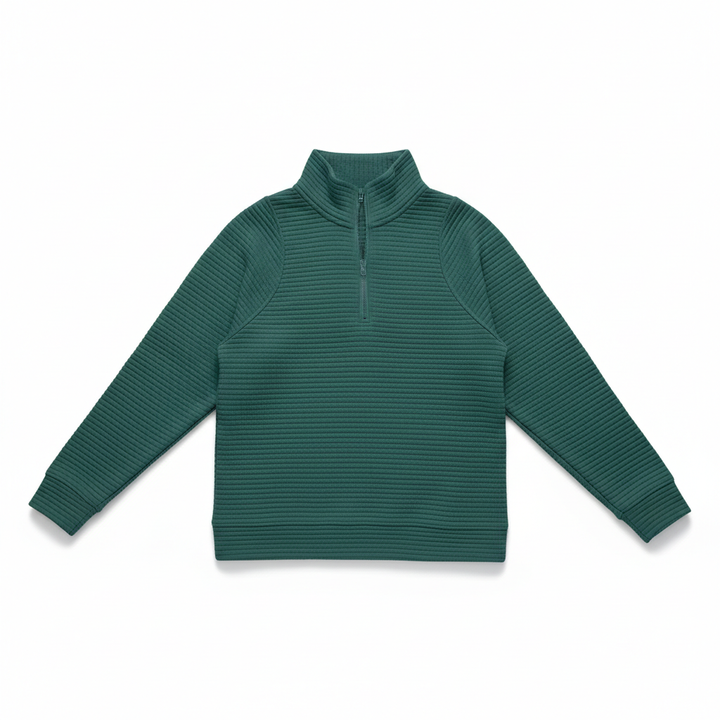 Zipper Stand Collar Pullover Sweatshirt Fashion Solid Striped Long Sleeve Top Spring And Autumn Women's Clothing
