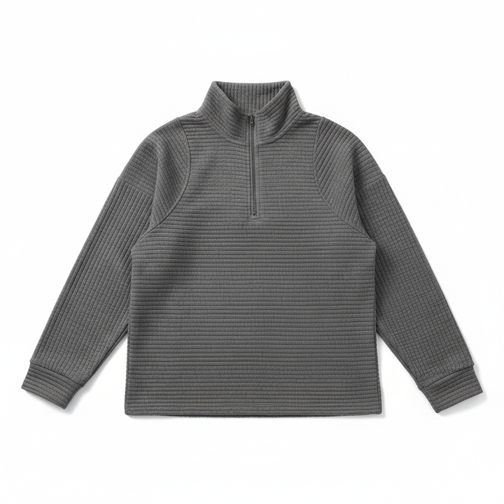 Zipper Stand Collar Pullover Sweatshirt Fashion Solid Striped Long Sleeve Top Spring And Autumn Women's Clothing