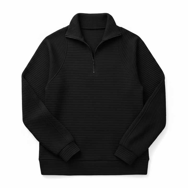 Zipper Stand Collar Pullover Sweatshirt Fashion Solid Striped Long Sleeve Top Spring And Autumn Women's Clothing