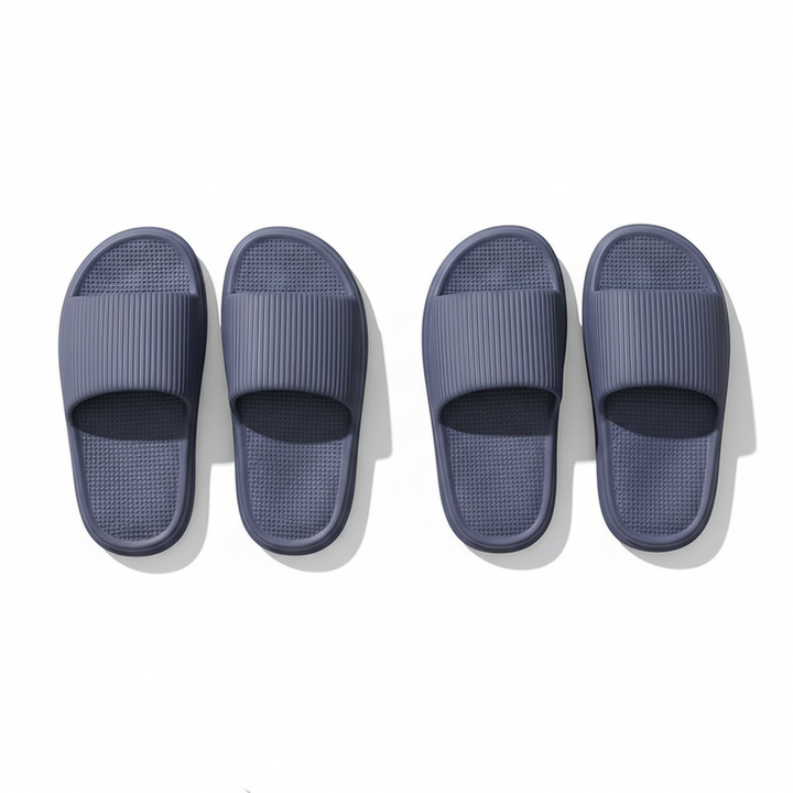Striped Design Home Slippers For Women Men Soft Anti-slip Floor Bathroom Slippers Solid House Shoes