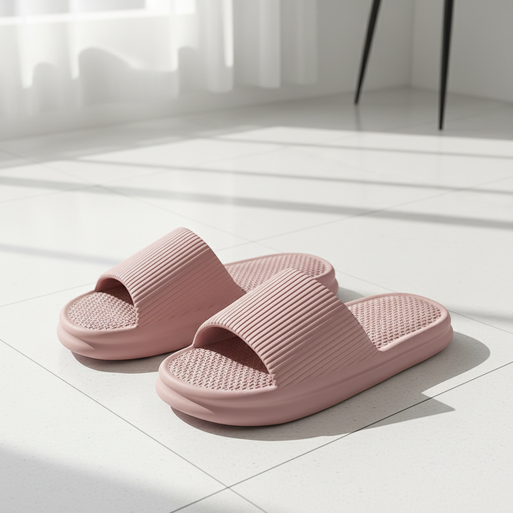 Striped Design Home Slippers For Women Men Soft Anti-slip Floor Bathroom Slippers Solid House Shoes