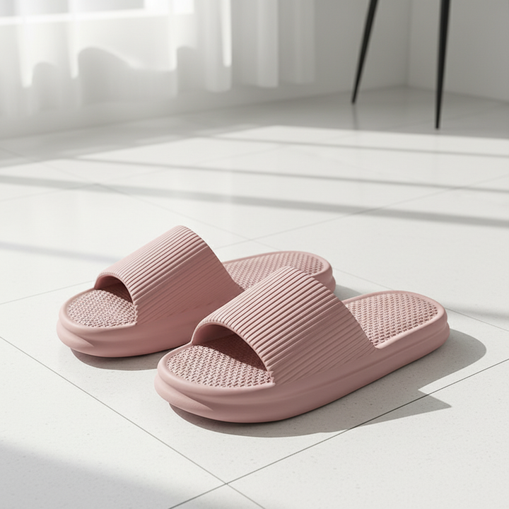 Striped Design Home Slippers For Women Men Soft Anti-slip Floor Bathroom Slippers Solid House Shoes