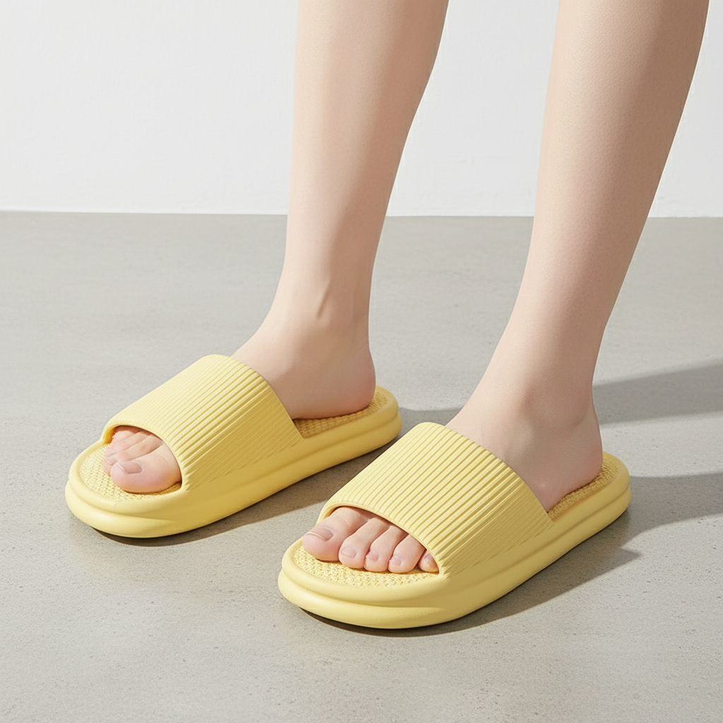 Striped Design Home Slippers For Women Men Soft Anti-slip Floor Bathroom Slippers Solid House Shoes