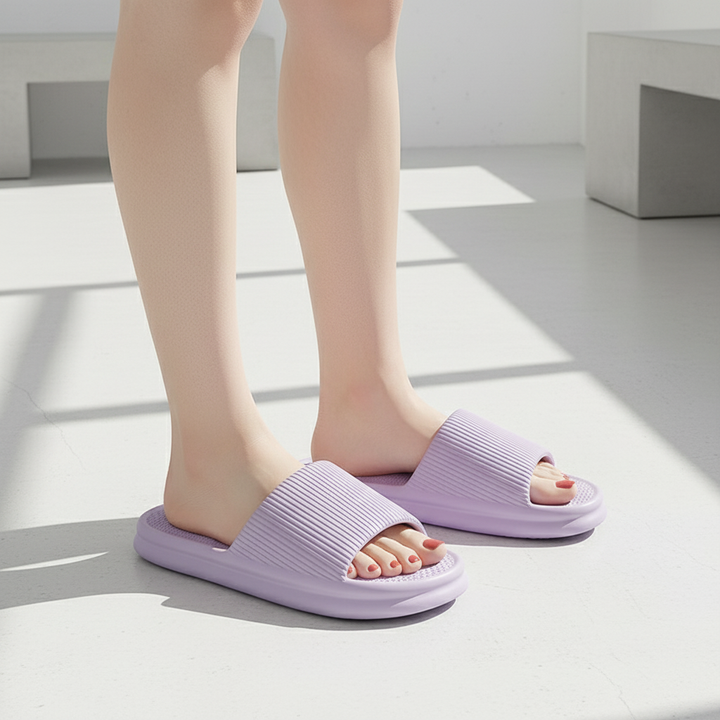 Striped Design Home Slippers For Women Men Soft Anti-slip Floor Bathroom Slippers Solid House Shoes