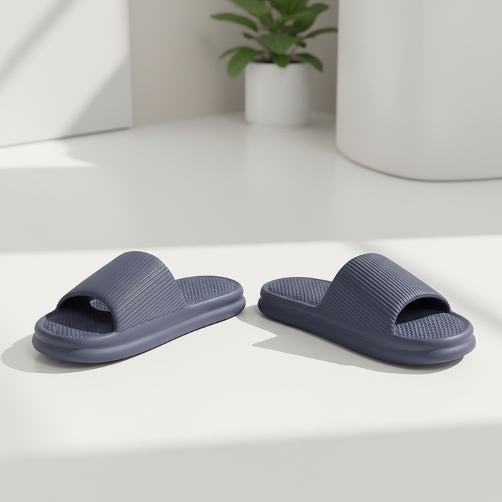 Striped Design Home Slippers For Women Men Soft Anti-slip Floor Bathroom Slippers Solid House Shoes
