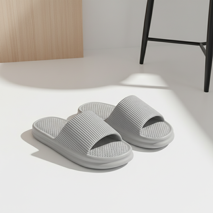 Striped Design Home Slippers For Women Men Soft Anti-slip Floor Bathroom Slippers Solid House Shoes