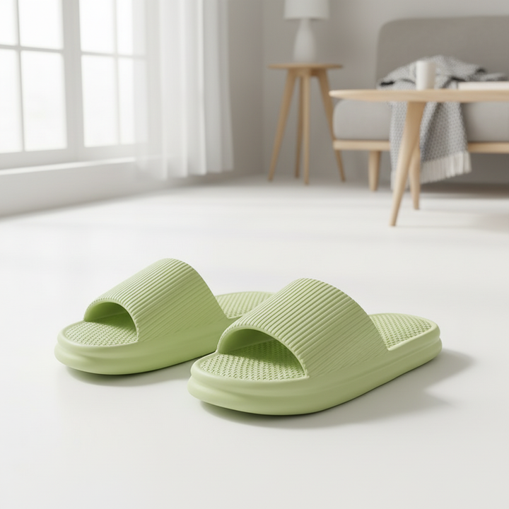 Striped Design Home Slippers For Women Men Soft Anti-slip Floor Bathroom Slippers Solid House Shoes