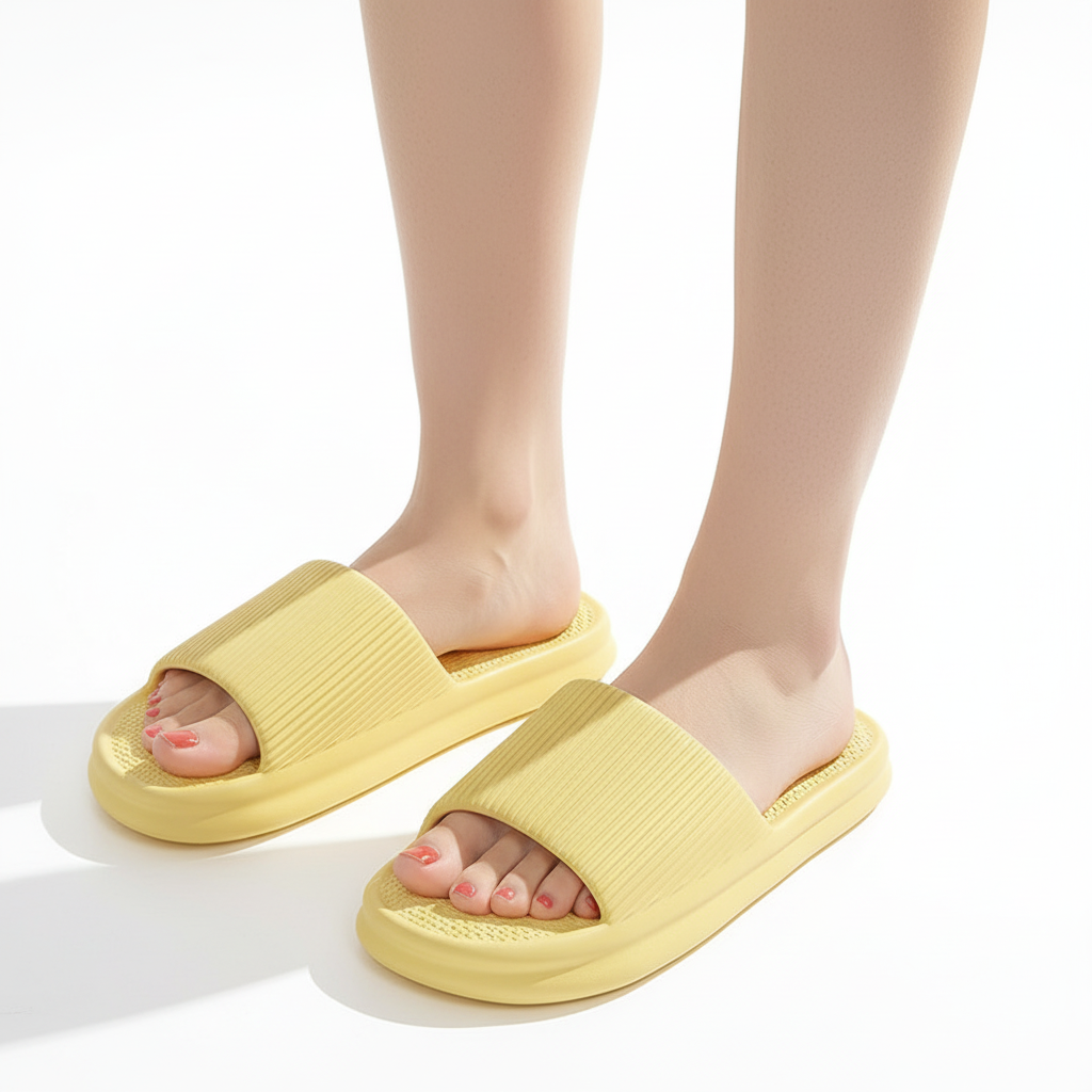 Striped Design Home Slippers For Women Men Soft Anti-slip Floor Bathroom Slippers Solid House Shoes