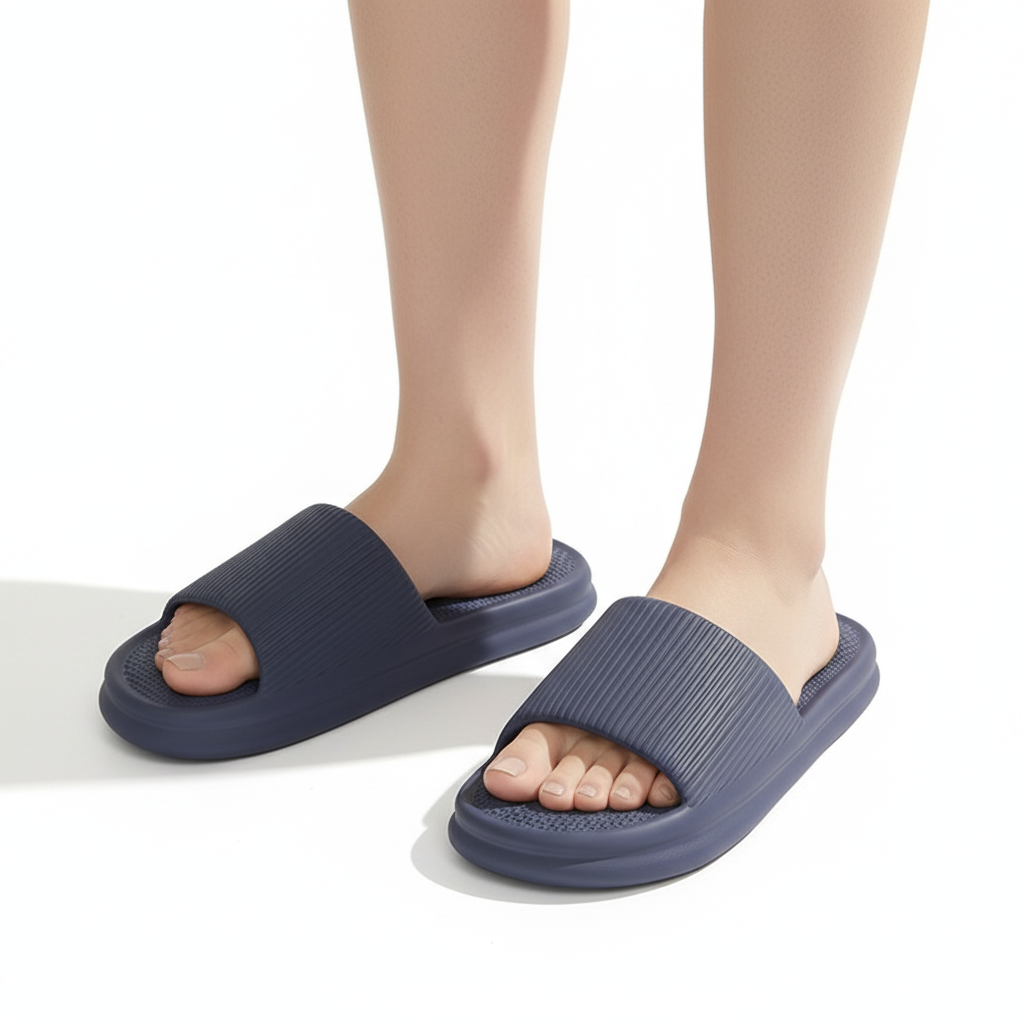 Striped Design Home Slippers For Women Men Soft Anti-slip Floor Bathroom Slippers Solid House Shoes
