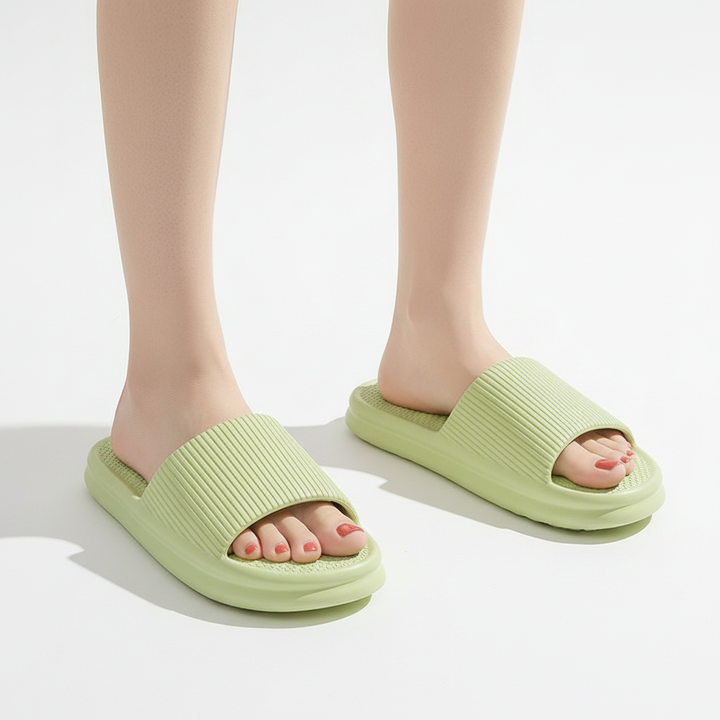 Striped Design Home Slippers For Women Men Soft Anti-slip Floor Bathroom Slippers Solid House Shoes