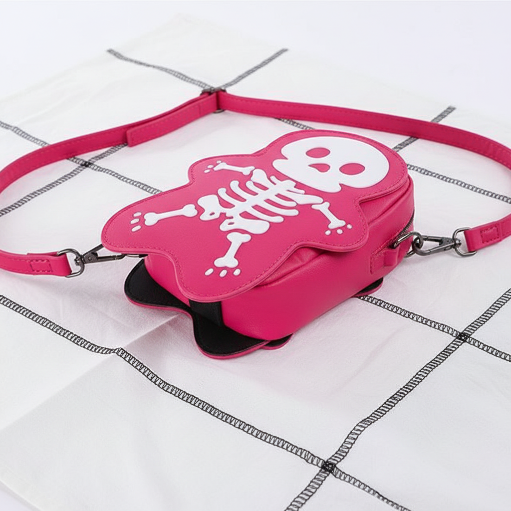 Cute Skeleton Crossbody Bag – Mini PU Leather Street Style Shoulder Bag