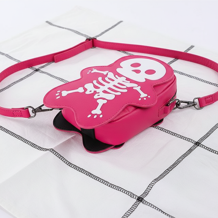 Cute Skeleton Crossbody Bag – Mini PU Leather Street Style Shoulder Bag