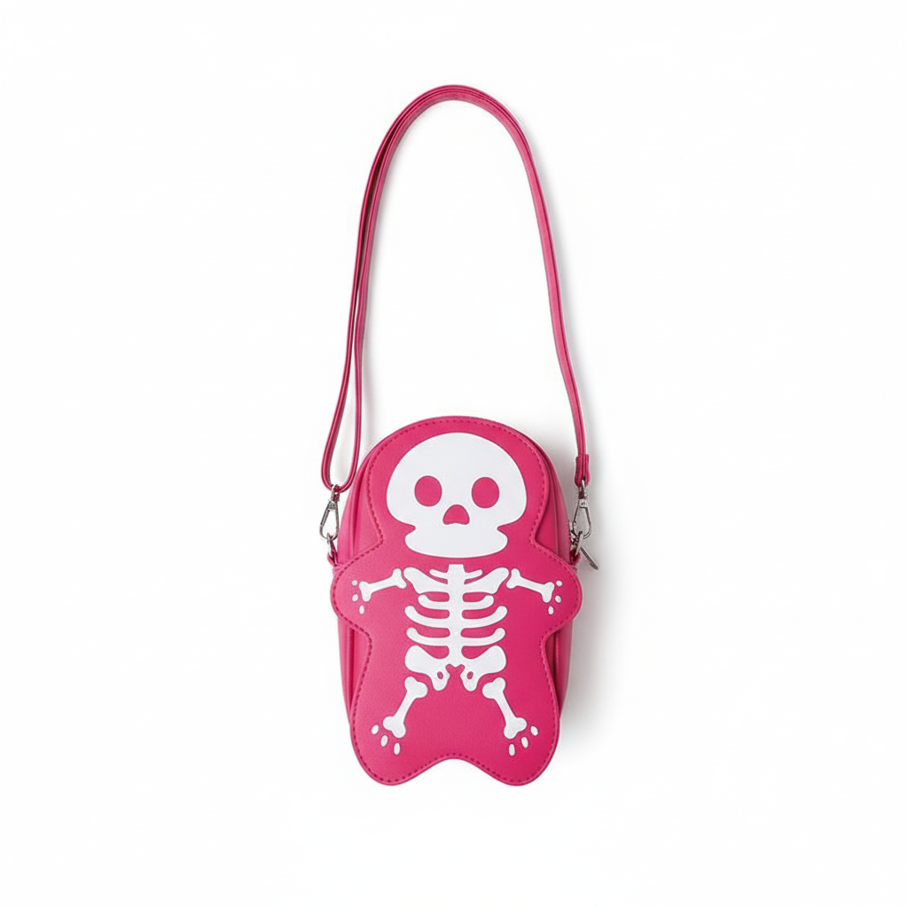 Cute Skeleton Crossbody Bag – Mini PU Leather Street Style Shoulder Bag