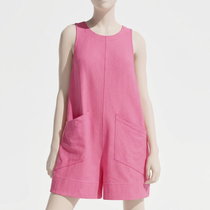 Women's Sleeveless Summer Romper – Casual Beach Jumpsuit with Pockets