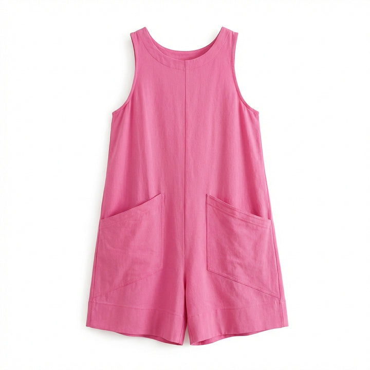 Women's Sleeveless Summer Romper – Casual Beach Jumpsuit with Pockets