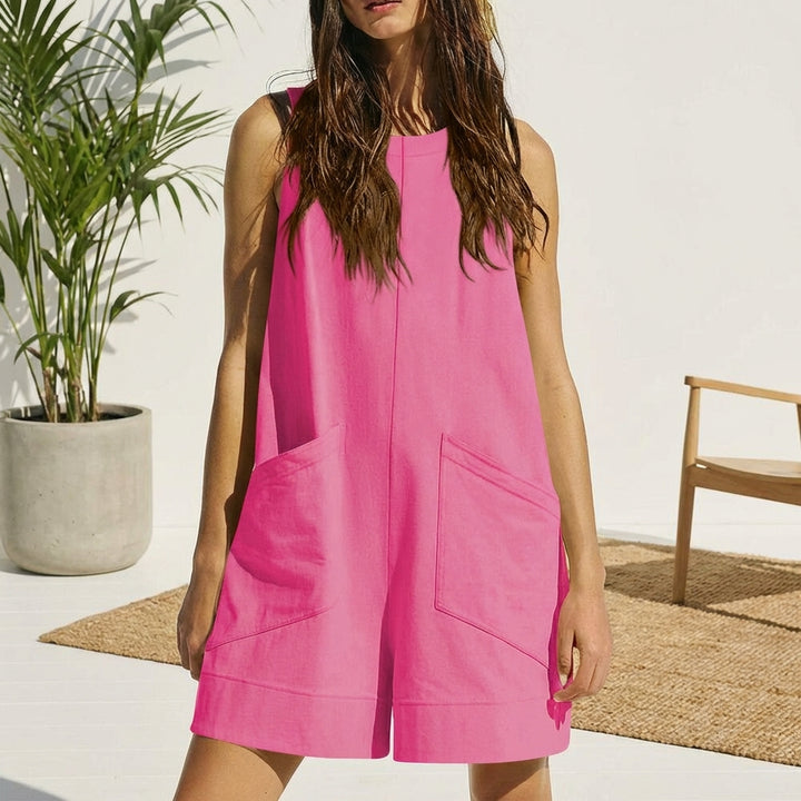 Women's Sleeveless Summer Romper – Casual Beach Jumpsuit with Pockets