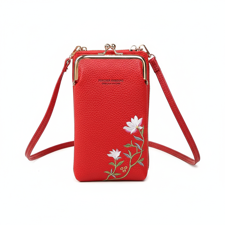 Flower Embroidery Phone Bag With Lock Buckle Outdoor Long Wallet Fashion Shoulder And Crossbody Bags