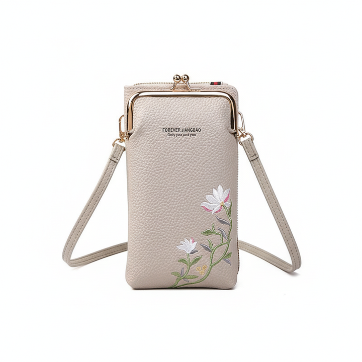 Flower Embroidery Phone Bag With Lock Buckle Outdoor Long Wallet Fashion Shoulder And Crossbody Bags