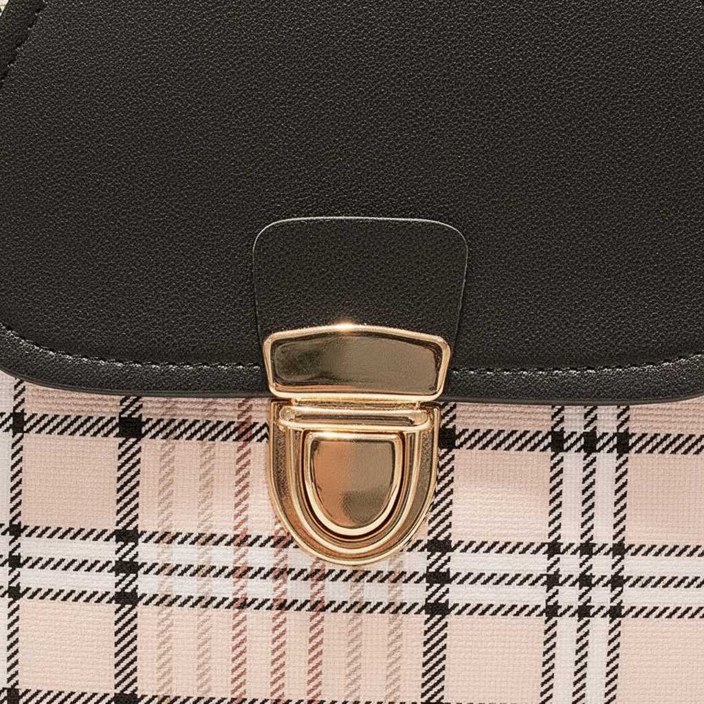 Ladies Check Lock Small Backpack One Shoulder Diagonal Handbag Coin Purse