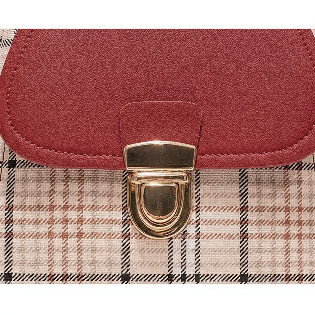 Ladies Check Lock Small Backpack One Shoulder Diagonal Handbag Coin Purse