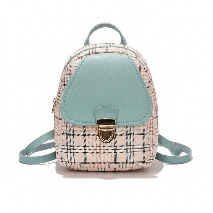 Ladies Check Lock Small Backpack One Shoulder Diagonal Handbag Coin Purse